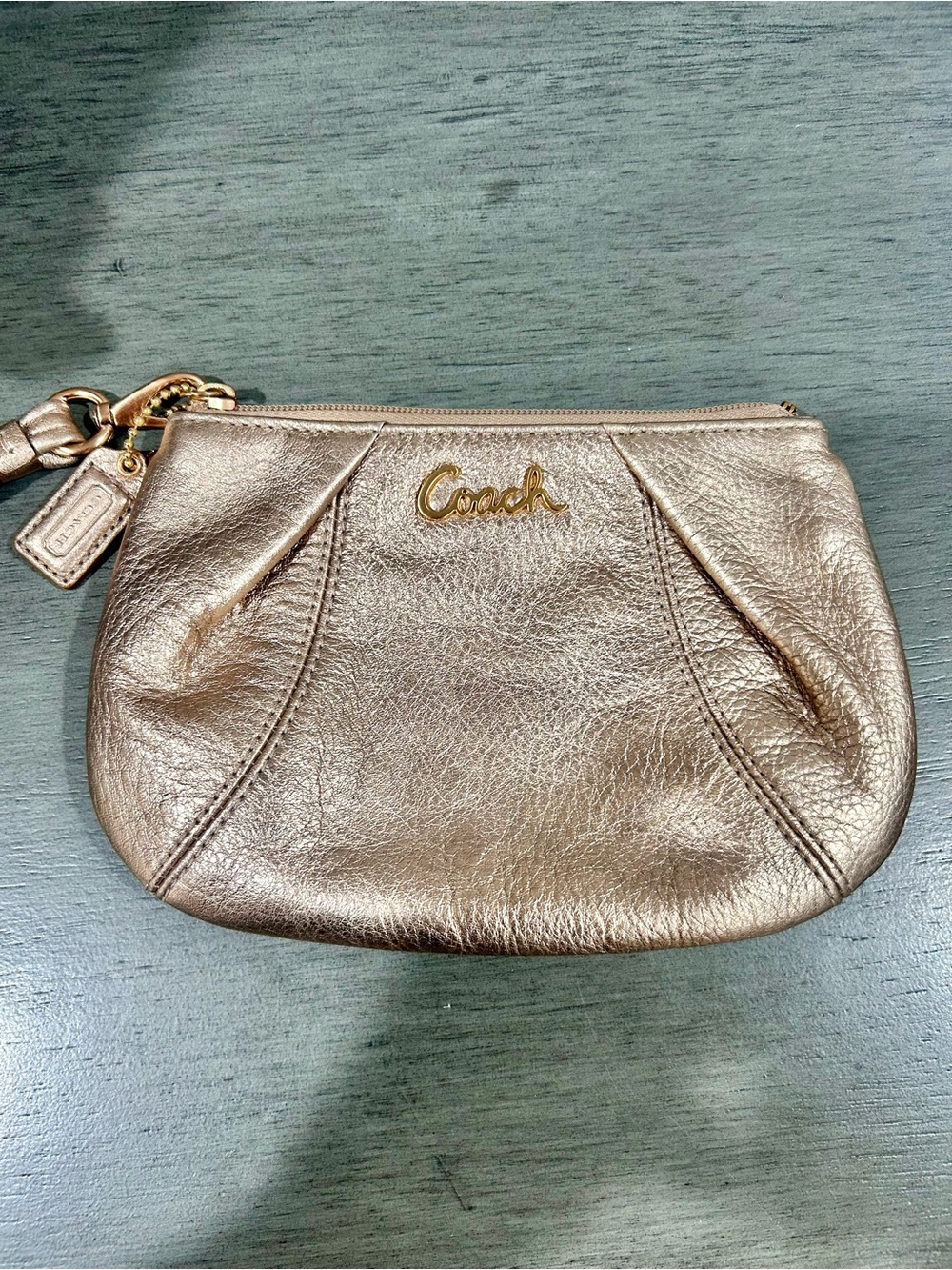 Coach Metallic Rose Gold Wristlet Pouch